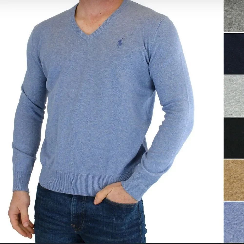 Polo Ralph Lauren blue v neck prima cotton Xl sweater